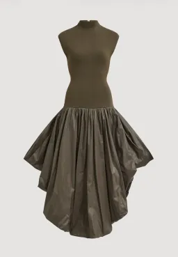 Aje Venetia Knit Midi Dress (Olive, XS) for rent on The Volte - image 3
