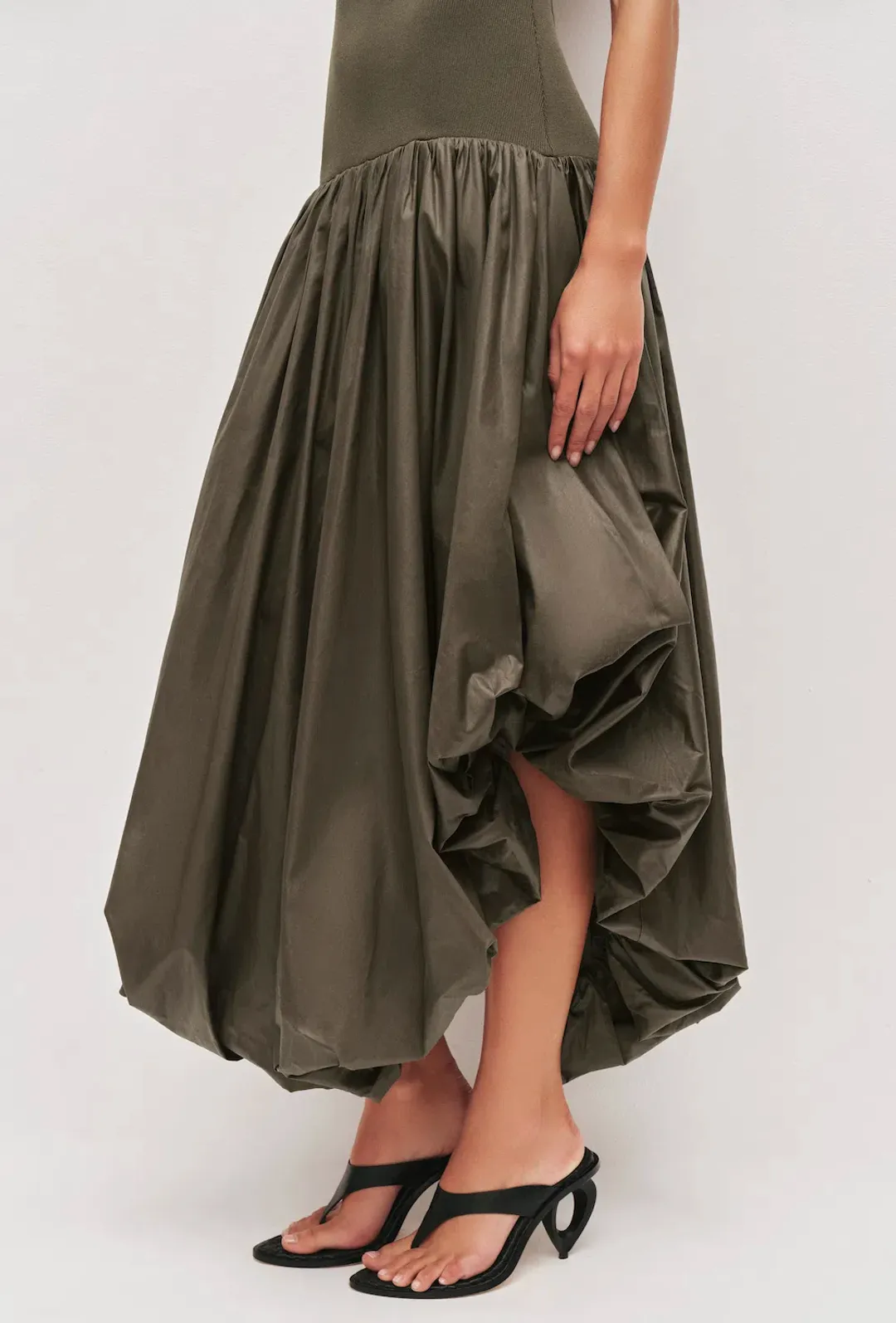 Aje Venetia Knit Midi Dress (Olive, XS) for rent on The Volte - main image
