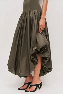 Aje Venetia Knit Midi Dress (Olive, XS) for rent on The Volte - image 2