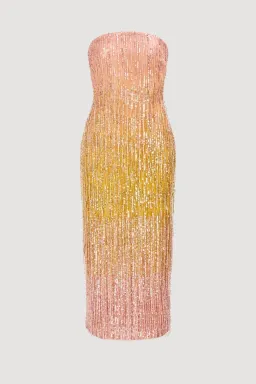 π©·β¨ AJE Amulet Sequin Midi Dress β Aurora Pink & Yellow β Size AU 16 β¨π©· for rent on The Volte - image 11
