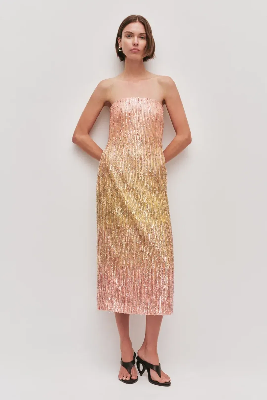 π©·β¨ AJE Amulet Sequin Midi Dress β Aurora Pink & Yellow β Size AU 16 β¨π©· for rent on The Volte - main image
