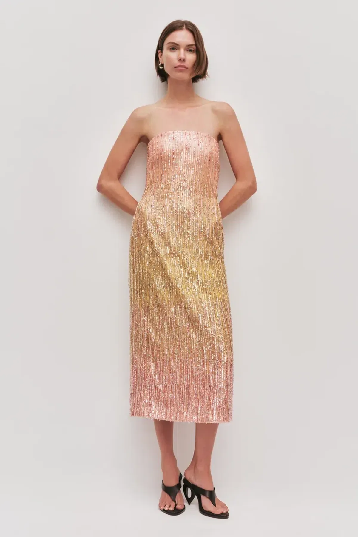 π©·β¨ AJE Amulet Sequin Midi Dress β Aurora Pink & Yellow β Size AU 16 β¨π©· - Image 3
