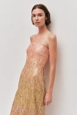 π©·β¨ AJE Amulet Sequin Midi Dress β Aurora Pink & Yellow β Size AU 16 β¨π©· for rent on The Volte - image 2