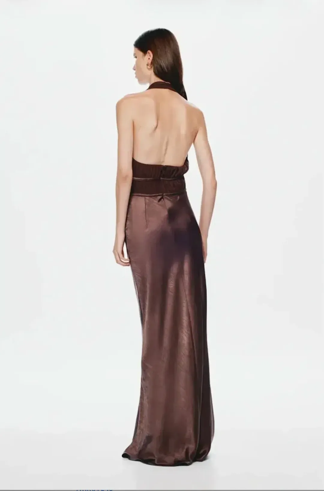 Misha Celine Satin Dress (Brown, Size M) for rent on The Volte - main image