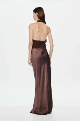 Misha Celine Satin Dress (Brown, Size M) for rent on The Volte - image 4