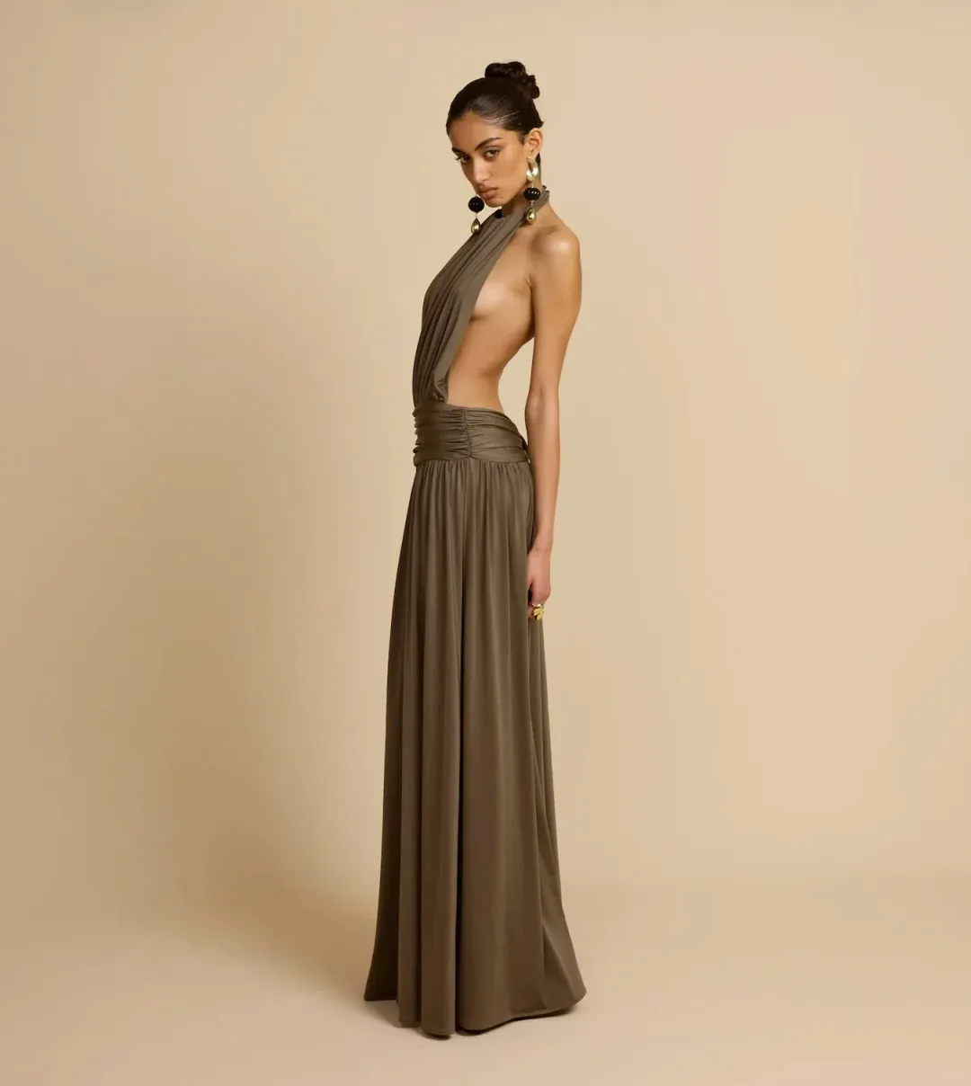 Arcina Ori Santina Dress (Olive, Size S) for rent on The Volte - main image