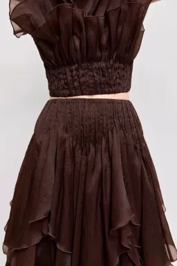 AJE Leigh Top & Maxi Skirt Set – Chocolate Brown – Size AU 8 🤎 for rent on The Volte - image 8