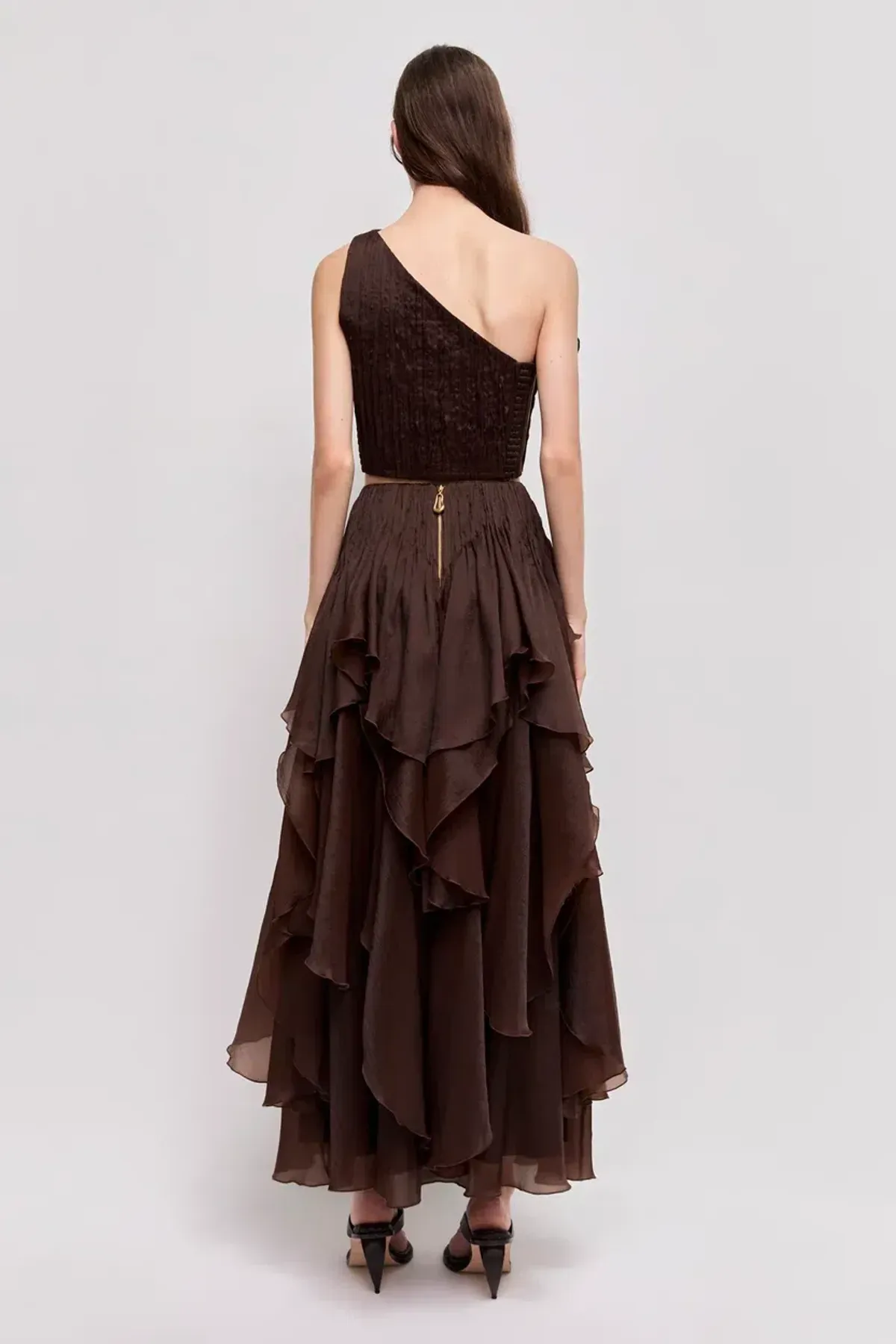 AJE Leigh Top & Maxi Skirt Set β Chocolate Brown β Size AU 8 π€ - Image 4