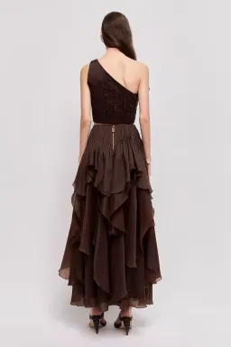 AJE Leigh Top & Maxi Skirt Set – Chocolate Brown – Size AU 8 🤎 for rent on The Volte - image 4