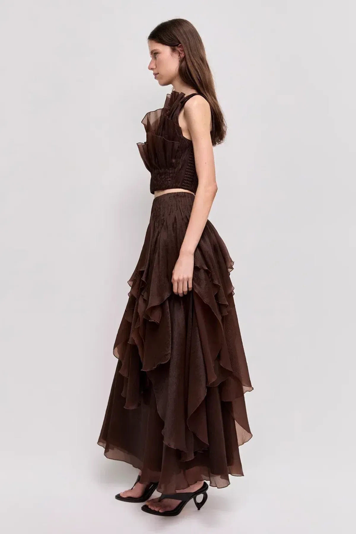 AJE Leigh Top & Maxi Skirt Set β Chocolate Brown β Size AU 8 π€ - Image 3