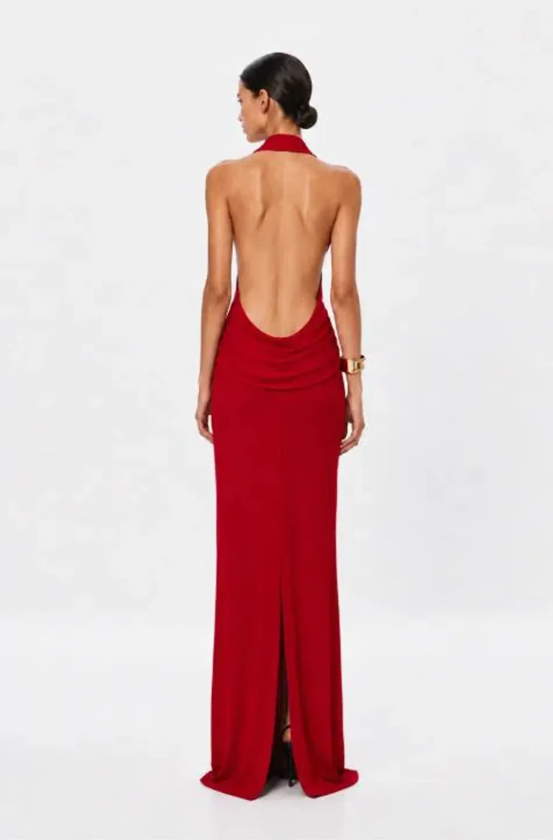 MISHA Vanessa Jersey red cowl neck maxi dress size M/10 for rent on The Volte - main image