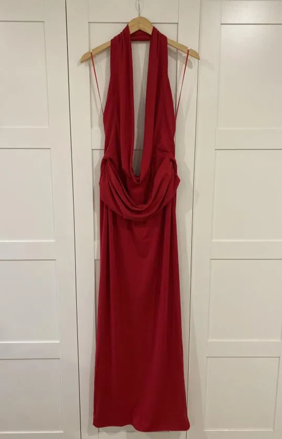 MISHA Vanessa Jersey red cowl neck maxi dress size M/10 for rent on The Volte - main image