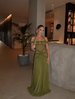 Melani the Label Alessia gown olive size 8 for rent on The Volte - image 1
