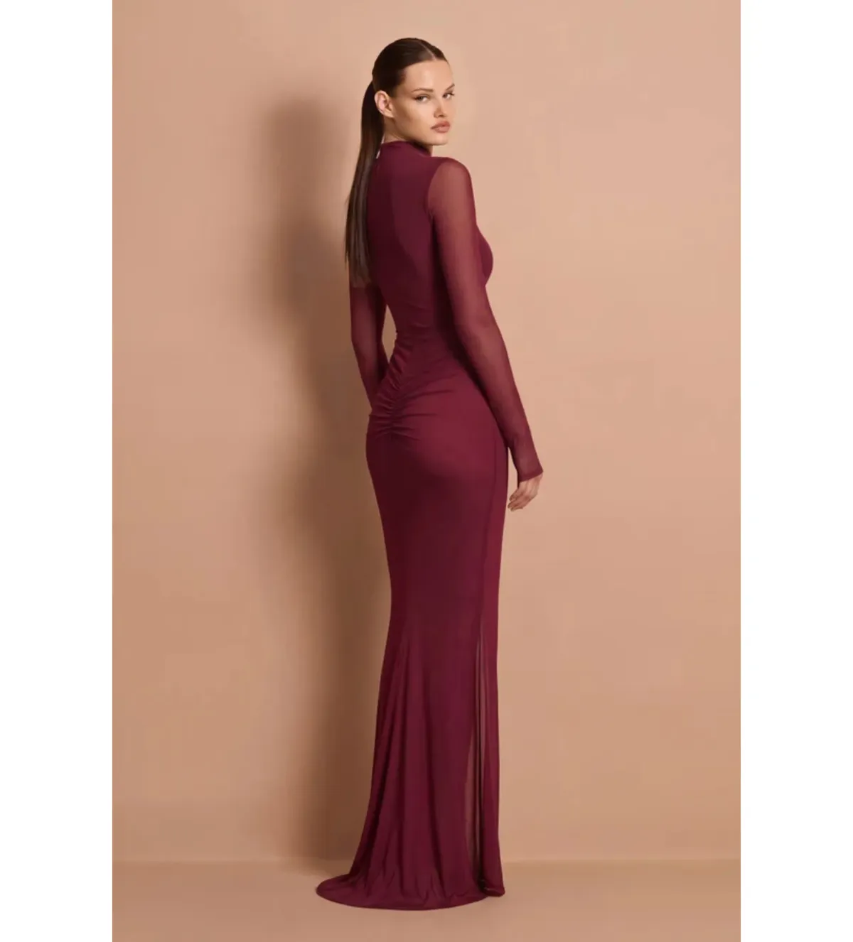 Nookie Tatum Long Sleeve Gown in Wine Size M/AU10 - Image 2