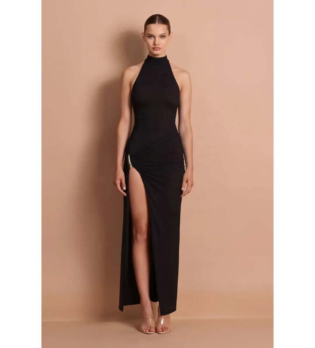 Nookie Tatum Halter Maxi Dress in Black Size L/AU12 for rent on The Volte - main image