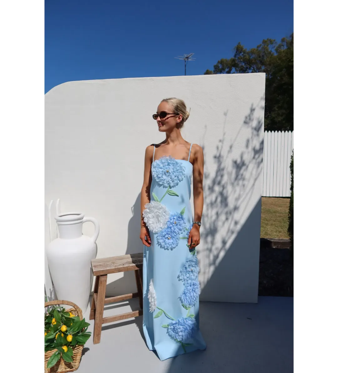 Elliatt Buttercup Embroidered Maxi Dress in Blue Size XXL/AU16 for rent on The Volte - main image