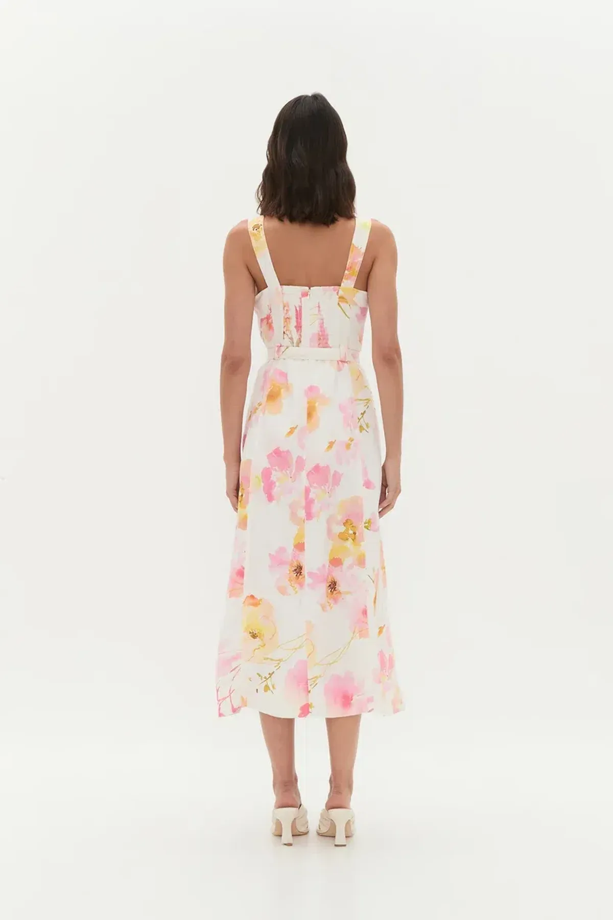 🌸 AJE Zarie Midi Dress – Size 14 – Pink & Yellow Floral Wildflowers 🌸 - Image 3