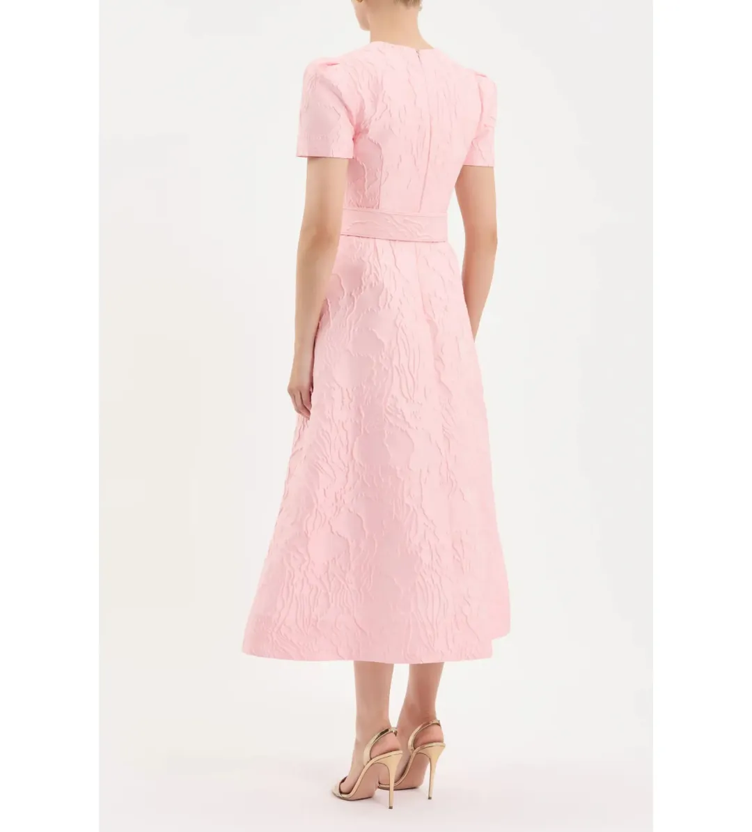 Rebecca Vallance Helmsley Short Sleeve Midi Dress in Pink Size AU8 for rent on The Volte - main image