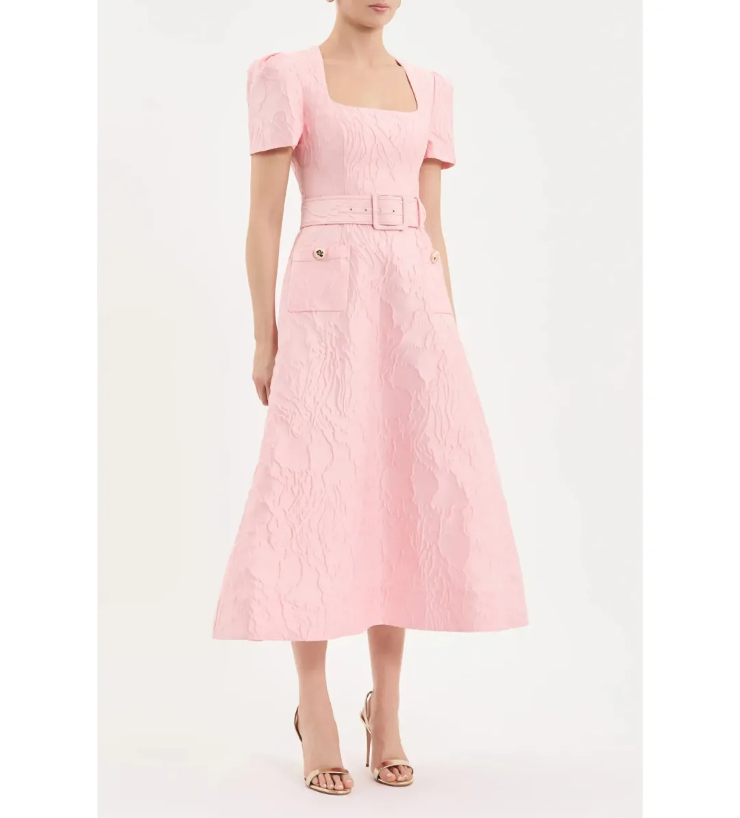 Rebecca Vallance Helmsley Short Sleeve Midi Dress in Pink Size AU8 for rent on The Volte - main image