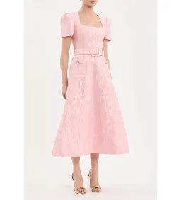 Rebecca Vallance Helmsley Short Sleeve Midi Dress in Pink Size AU8 for rent on The Volte - image 2