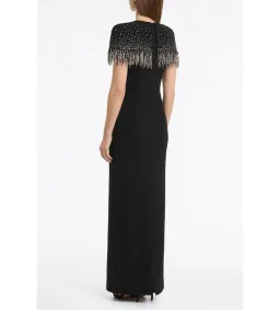 Carla Zampatti Crepe Fringe Cape Gown in Black Size AU8 for rent on The Volte - image 3
