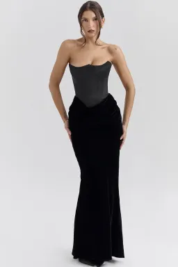 House of CB Black Velvet Corset Dress - Size XS for rent on The Volte - image 1