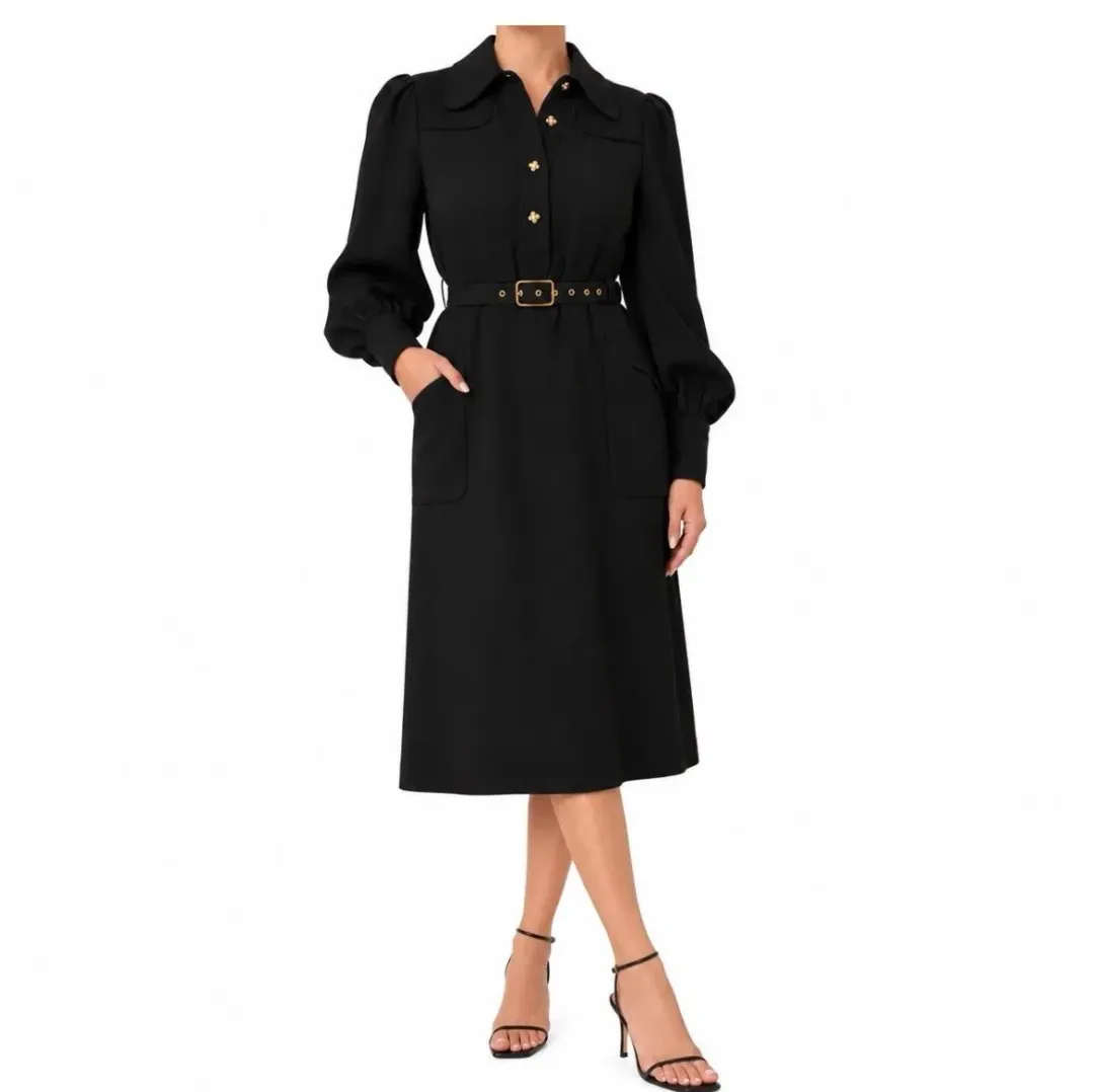 Zimmermann Black Utility Belt Midi Shirt Dress Sz 1 AU 8-10 for rent on The Volte - main image