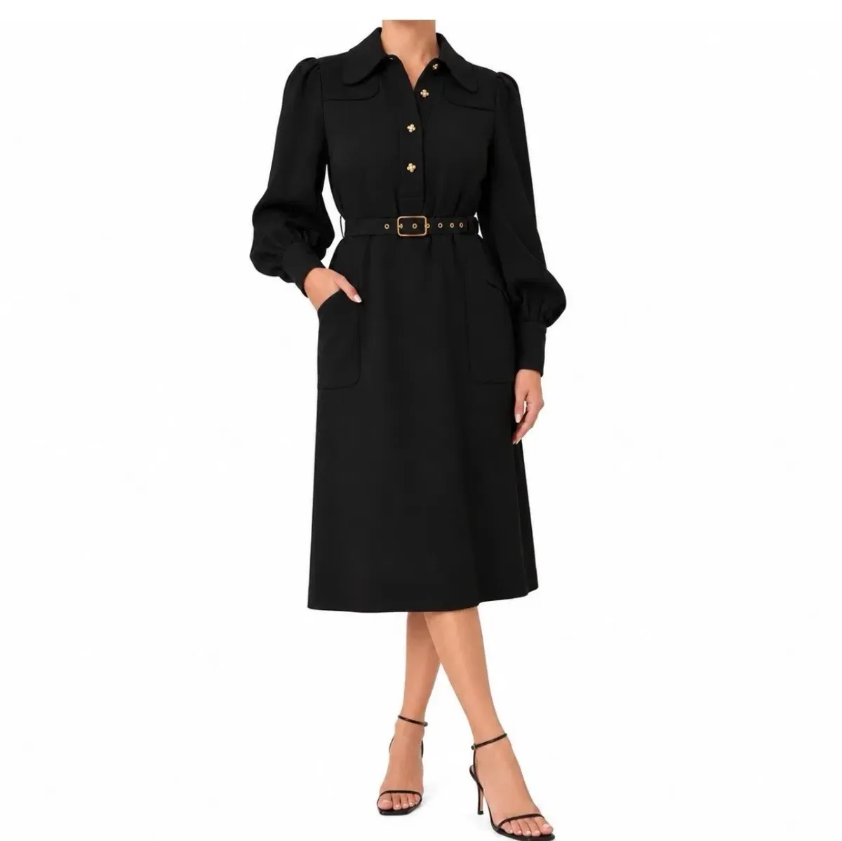 Zimmermann Black Utility Belt Midi Shirt Dress Sz 1 AU 8-10 - Image 1