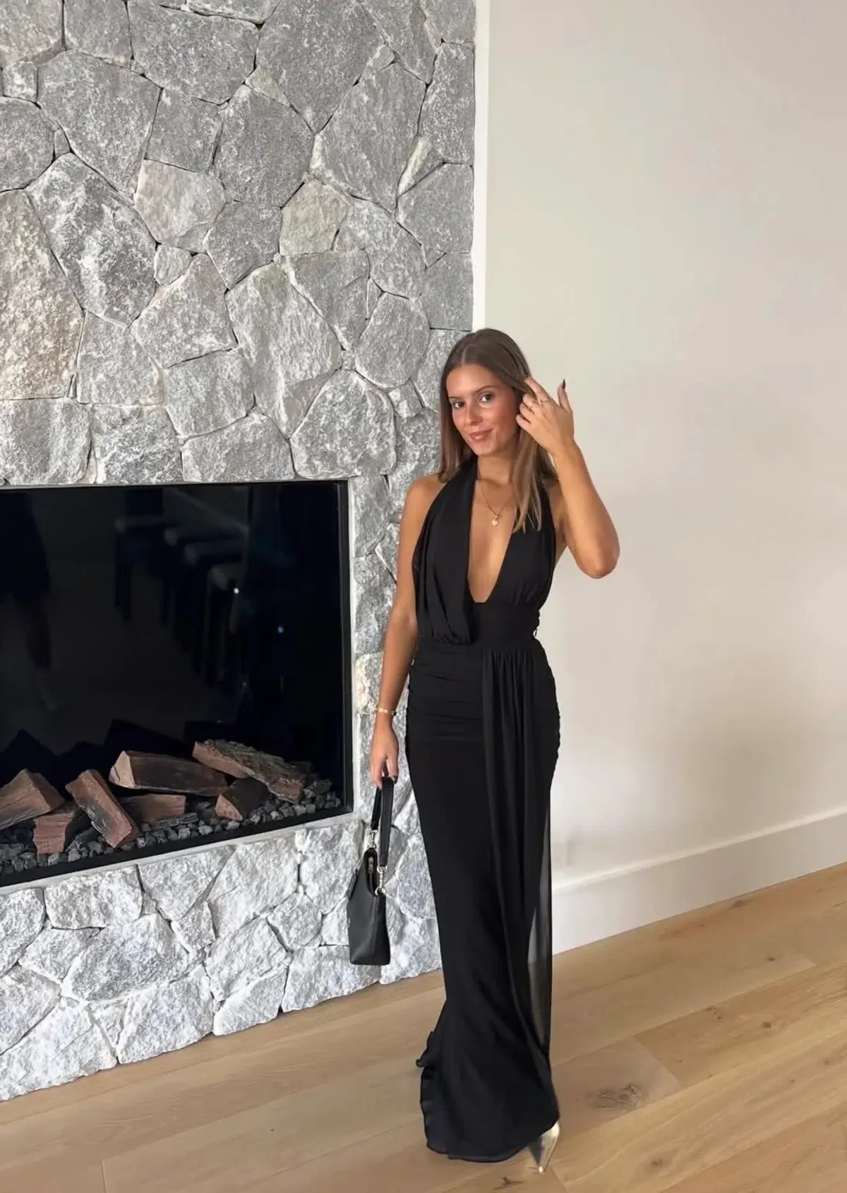 Bec & Bridge Cassis drape maxi dress black size 12 - Image 1