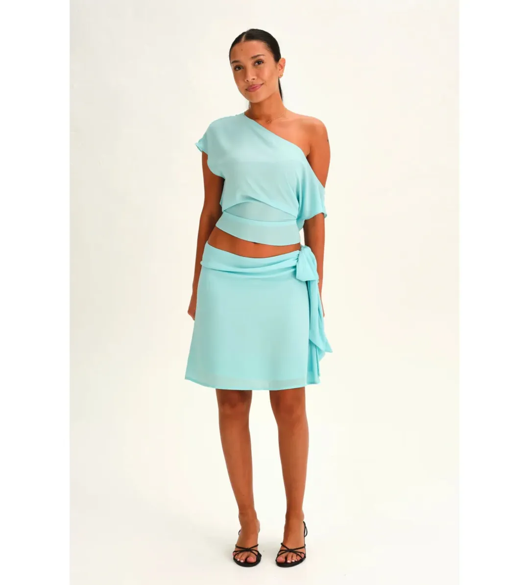 Sabelle Amelie Slouch Top and Midi Skirt Set in Aqua Size AU10 for rent on The Volte - main image