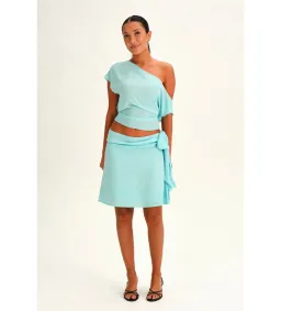 Sabelle Amelie Slouch Top and Midi Skirt Set in Aqua Size AU10 for rent on The Volte - image 1