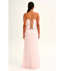 Sabelle Charlotte Corset Top and Maxi Skirt Set in Ballerina Pink Size AU8 for rent on The Volte - image 2