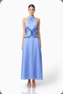 Elliatt Poselia Halter Midi Dress Slate Blue 12 for rent on The Volte - image 1
