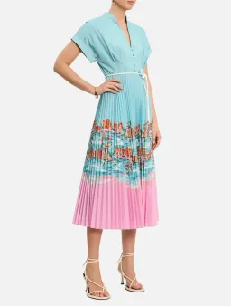 🩷 Rebecca Vallance Cinque Terre Midi Dress – Size AU 14 - Blue & Pink Print🩷 for rent on The Volte - image 1