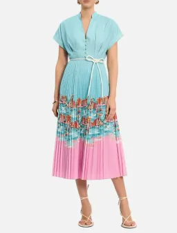 🩷 Rebecca Vallance Cinque Terre Midi Dress – Size AU 14 - Blue & Pink Print🩷 for rent on The Volte - image 5