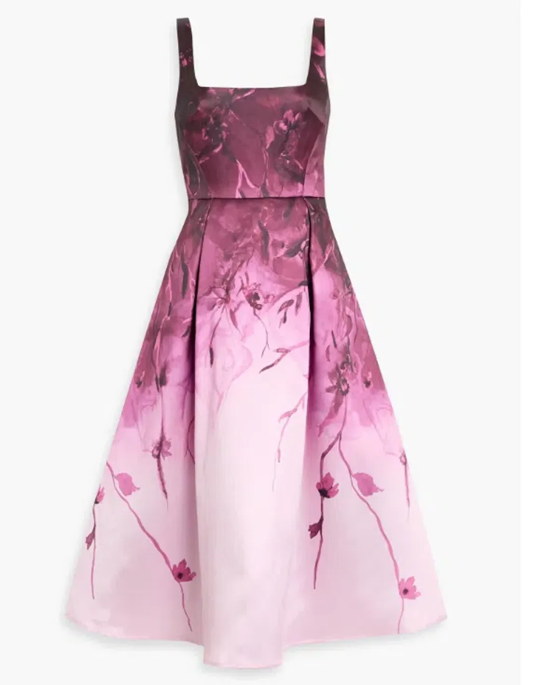 Marchesa Notte Mikado Pink Floral Midi Dress Size 14 for rent on The Volte - main image