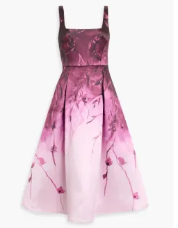Marchesa Notte Mikado Pink Floral Midi Dress Size 14 for rent on The Volte - image 5