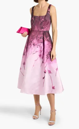 Marchesa Notte Mikado Pink Floral Midi Dress Size 14 for rent on The Volte - image 2