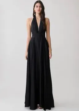 Meshki Rebecca Halter Buttoned Maxi Dress Black Size M for rent on The Volte - image 1