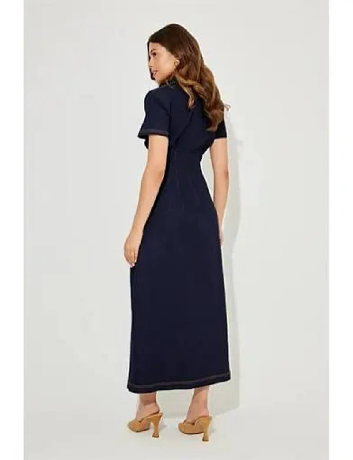 Odd Muse The Ultimate Muse Denim Collared Midi Dress Blue Size M - Image 2