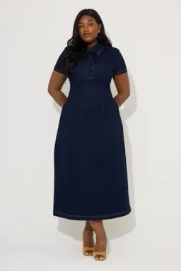 Odd Muse The Ultimate Muse Denim Collared Midi Dress Blue Size M for rent on The Volte - image 4