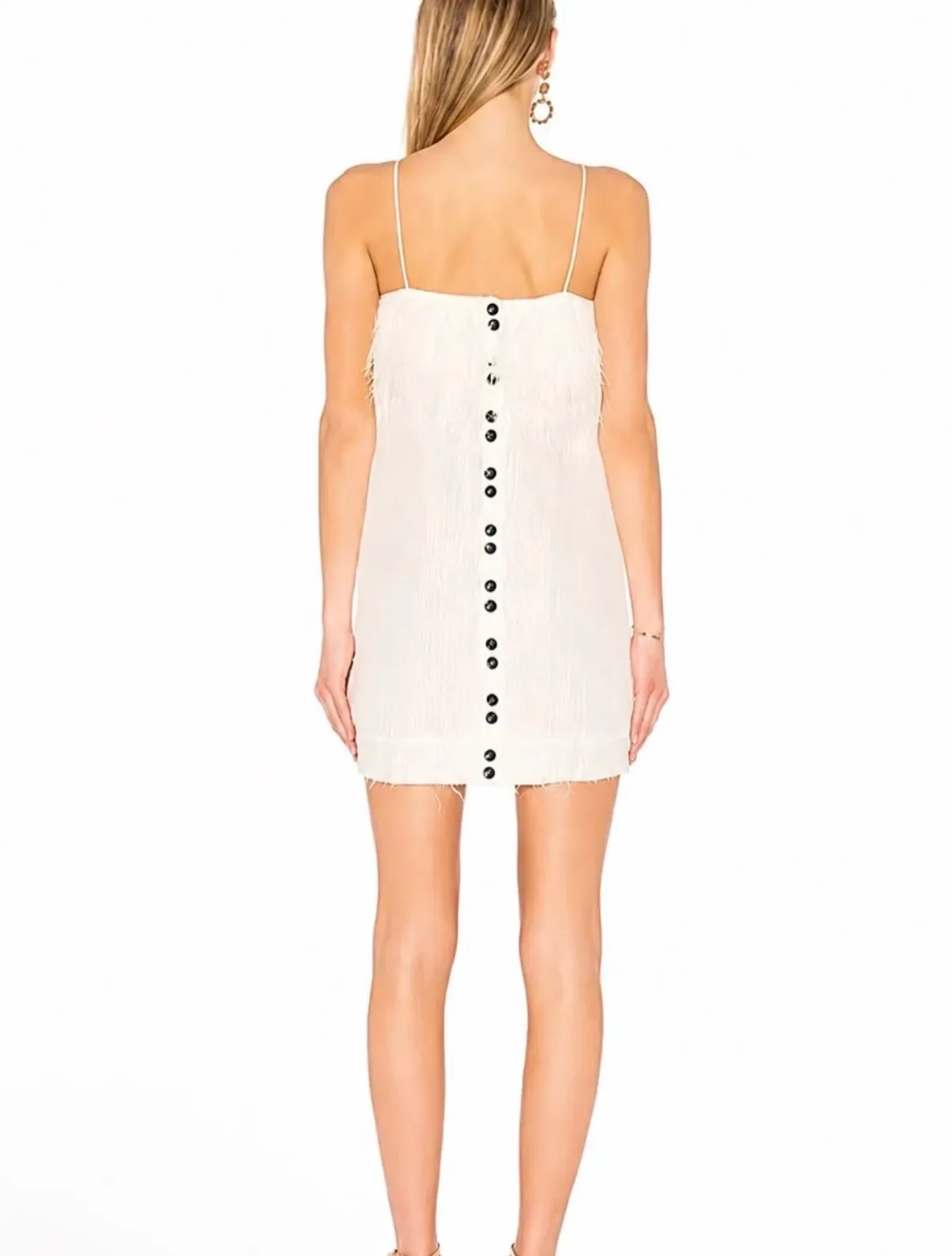 AJE Ostrich Feather Mini Dress in Ivory White Size AU 8 - Image 4