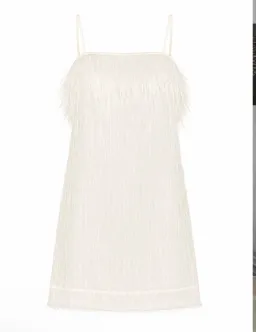 AJE Ostrich Feather Mini Dress in Ivory White Size AU 8 for rent on The Volte - image 5