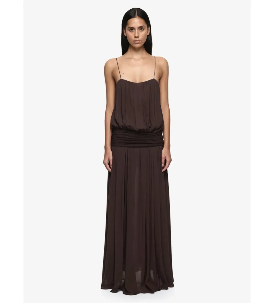 Bec and Bridge Camille Blouson Maxi Dress in Dark Chocolate Size AU10 for rent on The Volte - main image