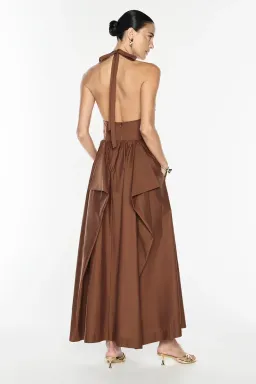 Manning Cartell Provence halter dress cognac size 12 for rent on The Volte - image 3