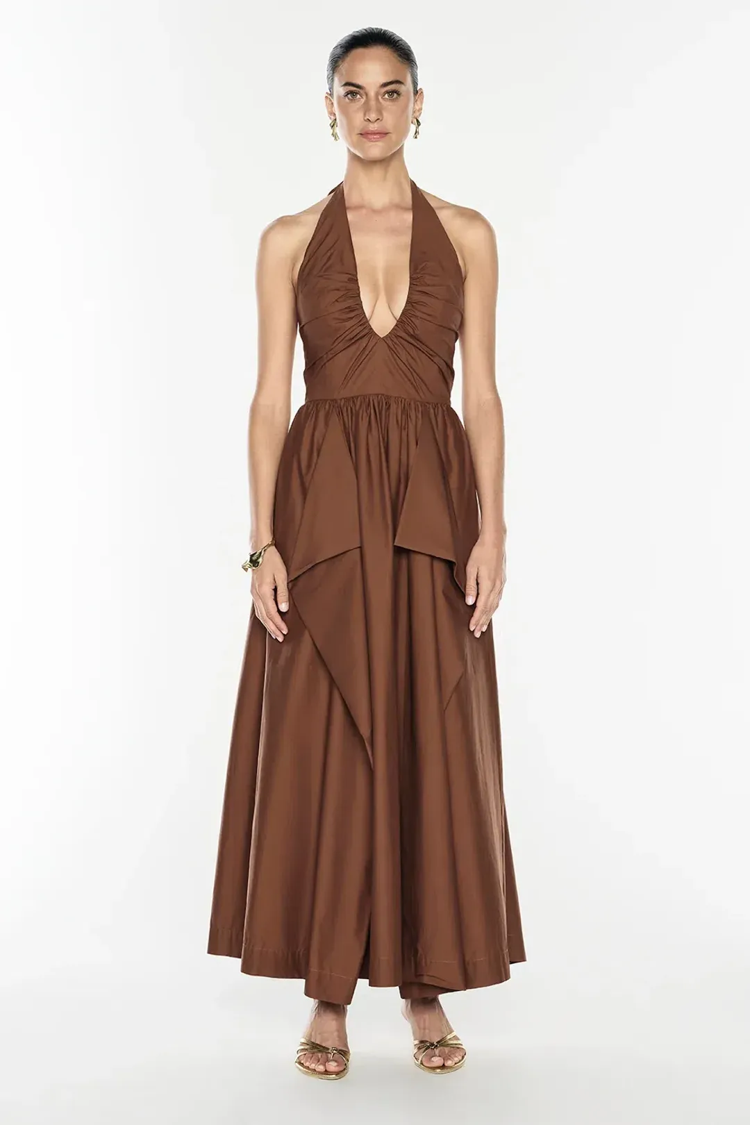 Manning Cartell Provence halter dress cognac size 12 for rent on The Volte - main image