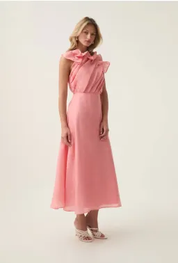 🌸 AJE Genesis Midi Dress – Coral Pink – Size 10 AU🖤 for rent on The Volte - image 6