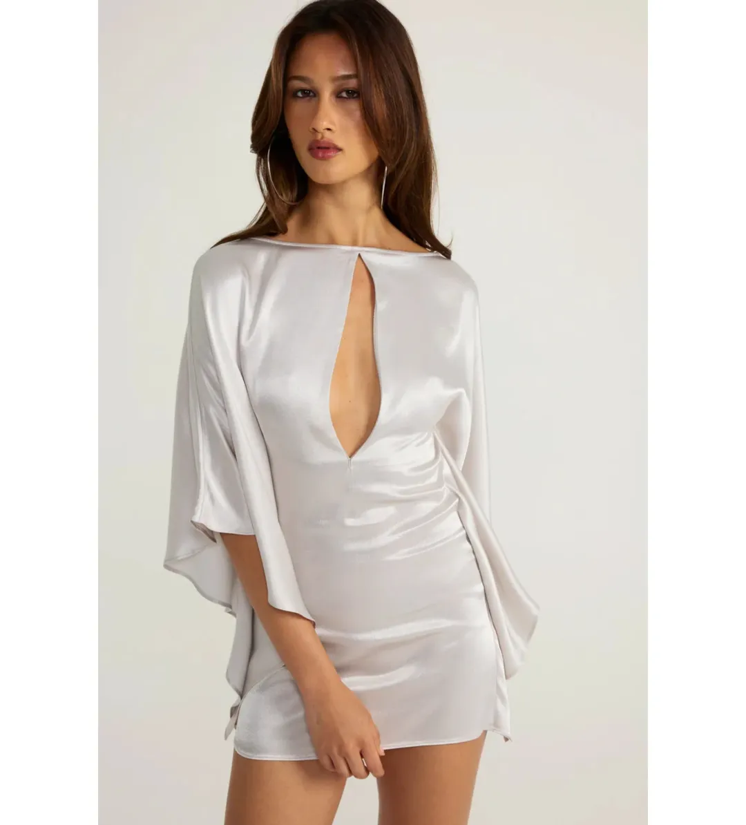 Ance Gria Diana Mini Dress in Silver Size AU10 for rent on The Volte - main image