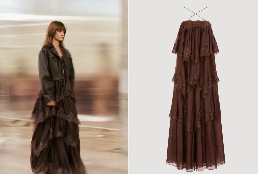 Aje Ophelia Lace Gown in Brown for rent on The Volte - main image
