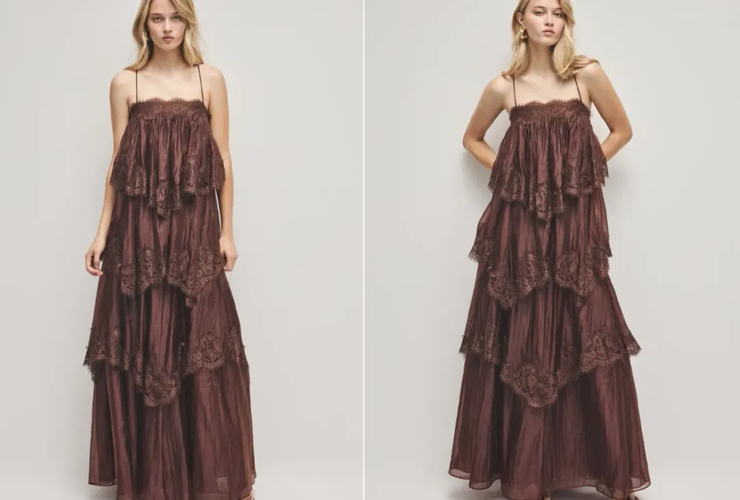 Aje Ophelia Lace Gown in Brown for rent on The Volte - main image